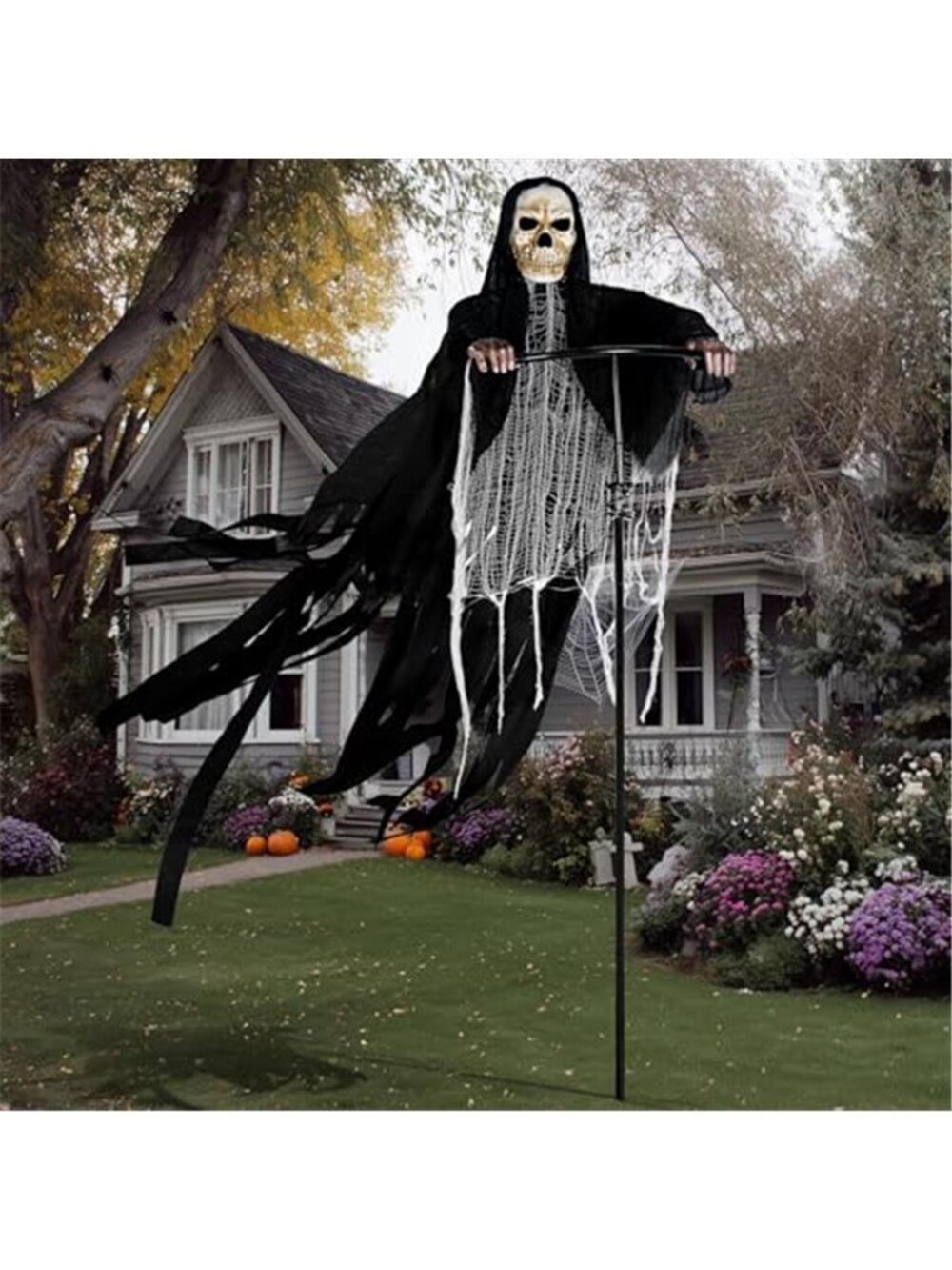 5.9Ft Halloween Grim Reaper Decorations Outdoor Rotatable Flying Scream